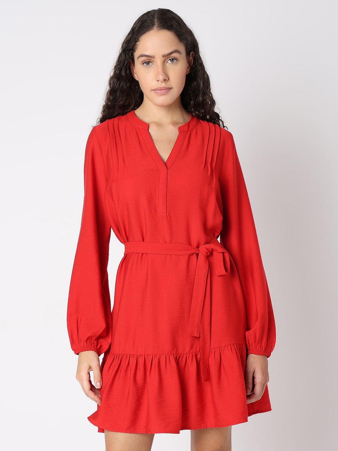 Red Belted Short Dress