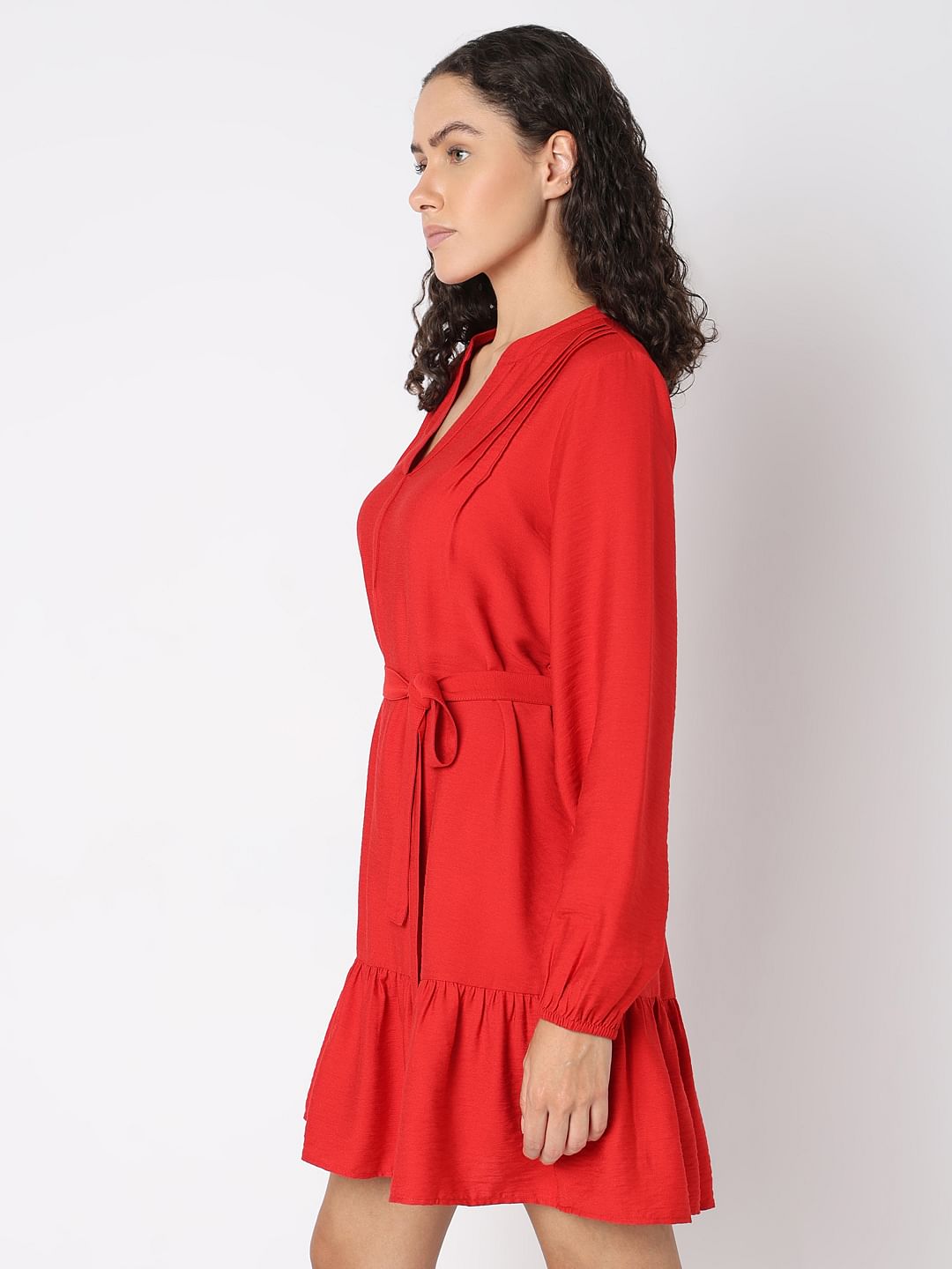 Red Belted Short Dress