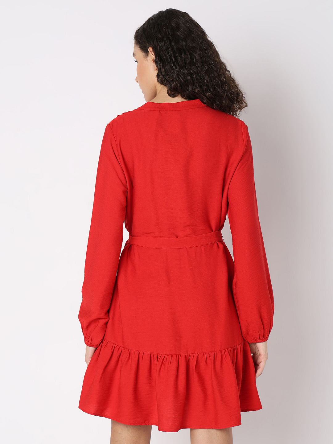 Red Belted Short Dress