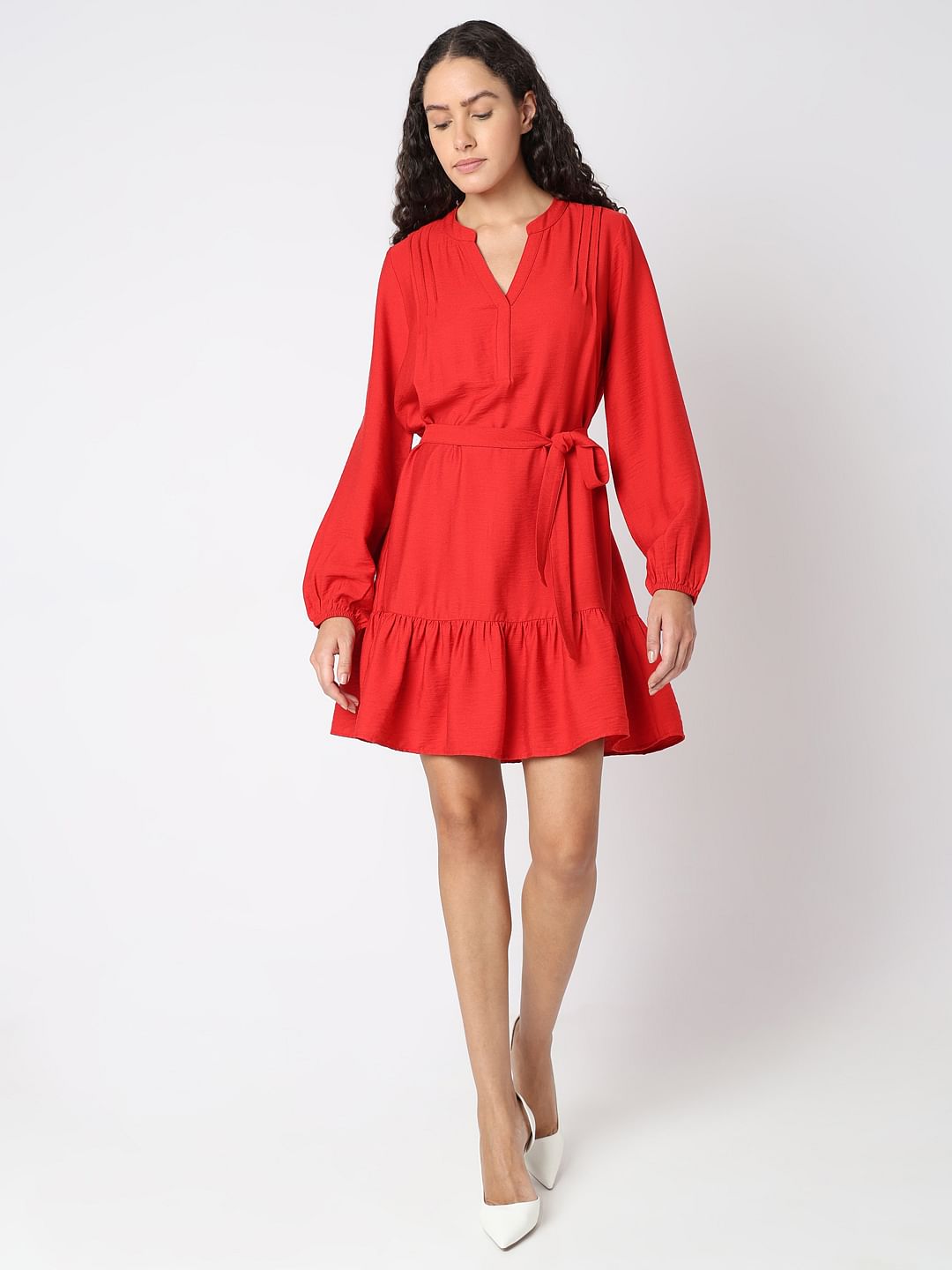 Red Belted Short Dress