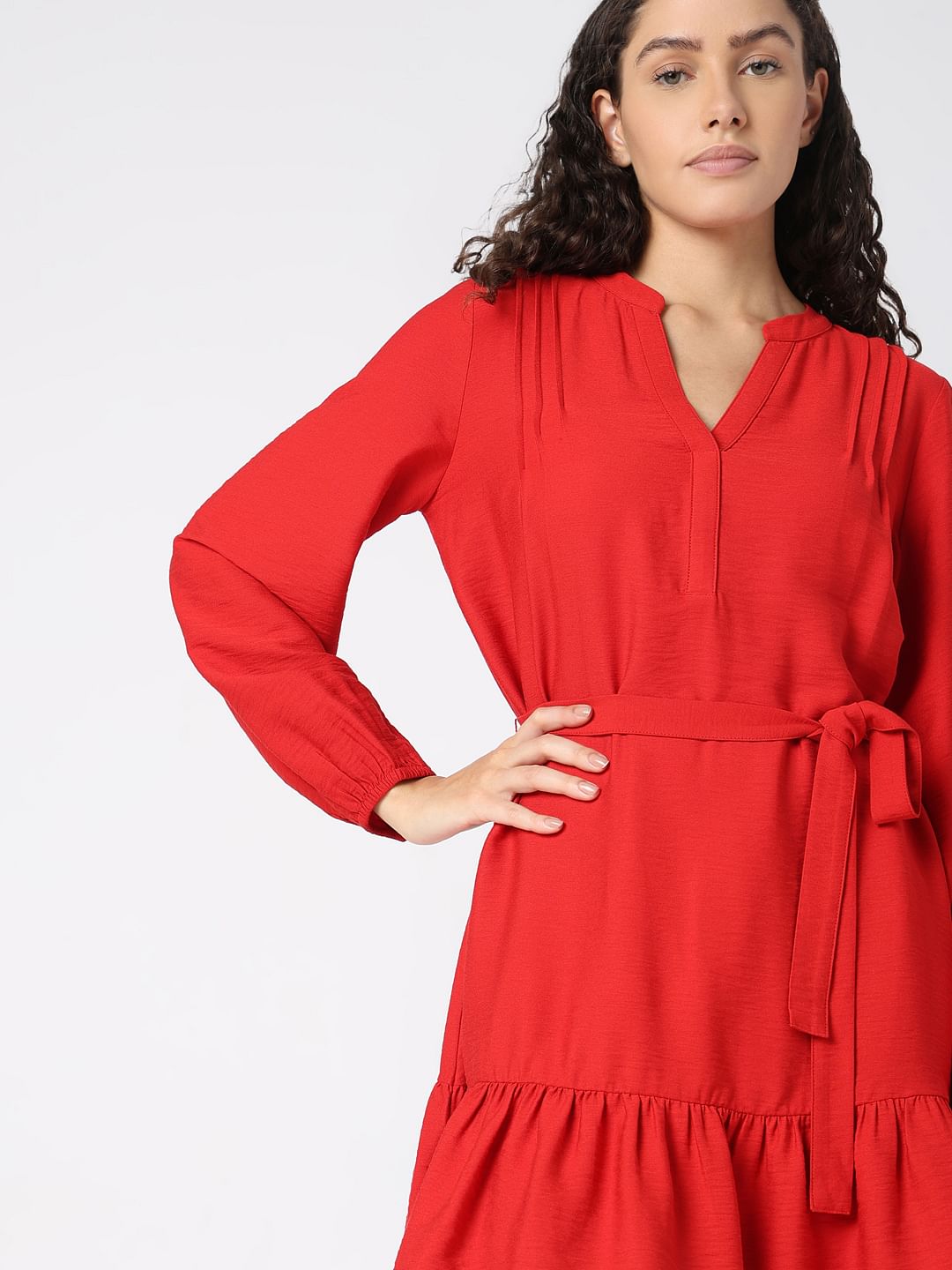 Red Belted Short Dress