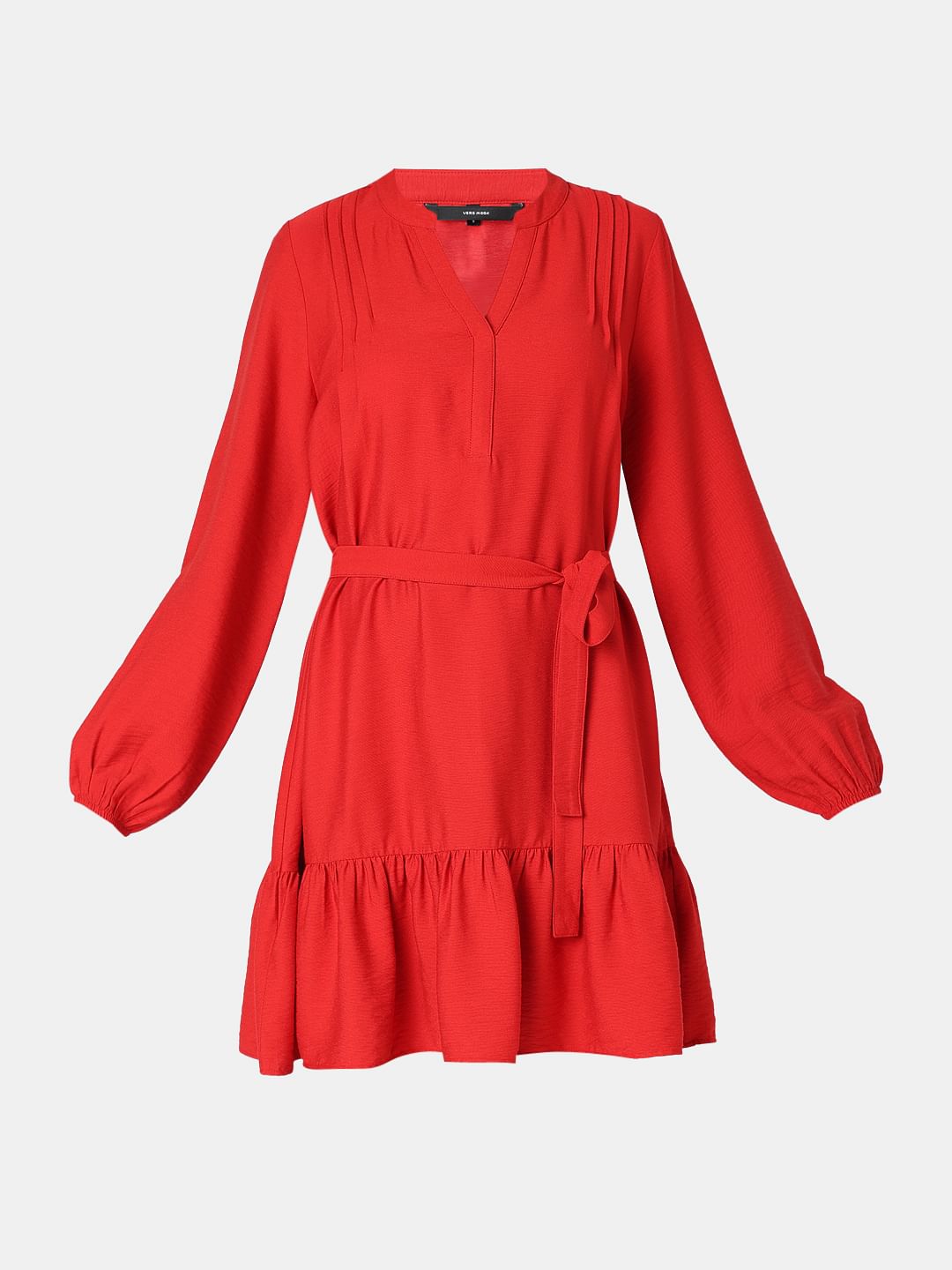 Red Belted Short Dress