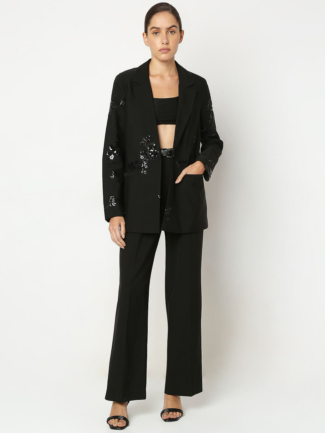 Black Squiens Embellished Blazer