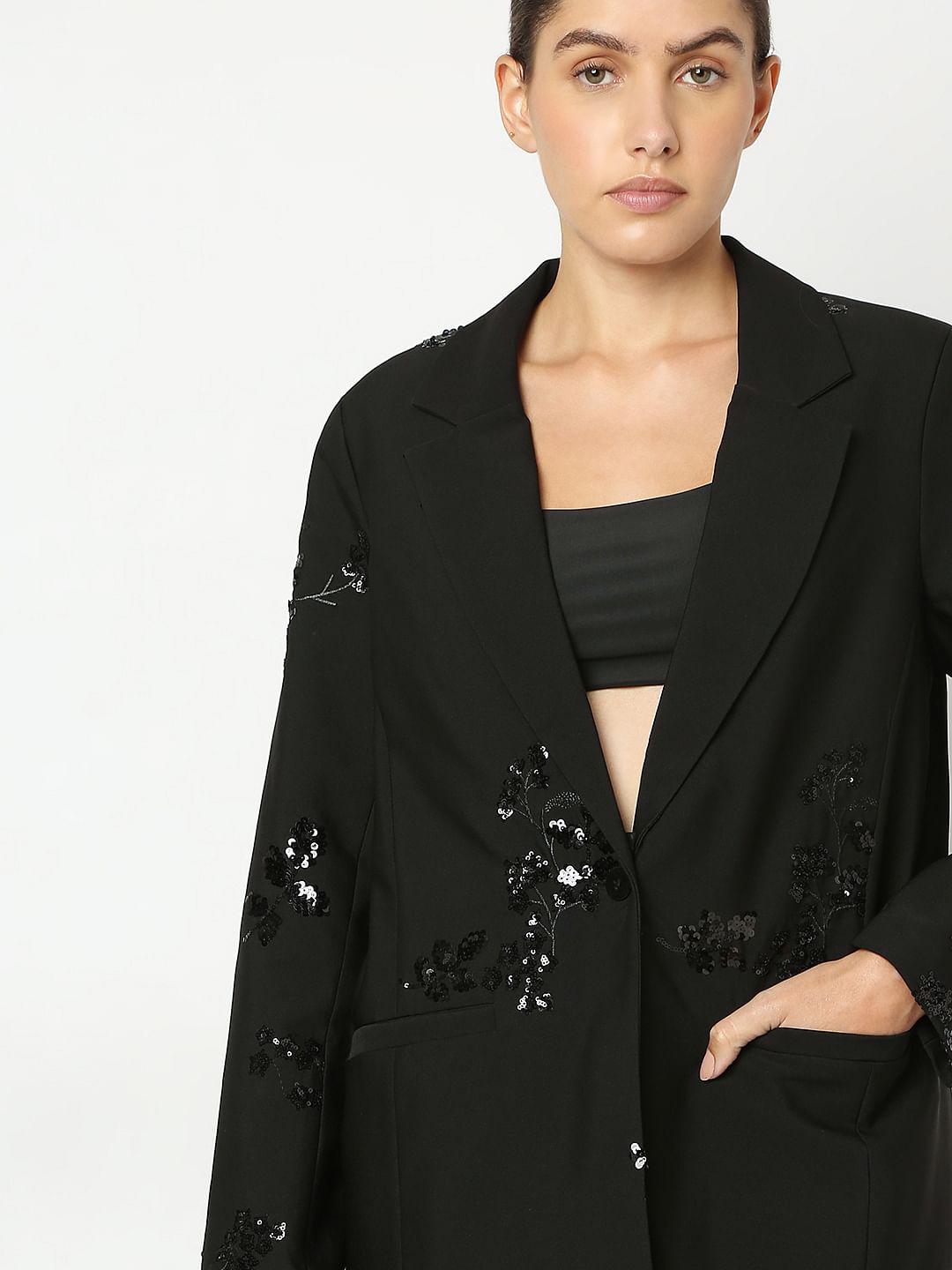 Black Squiens Embellished Blazer