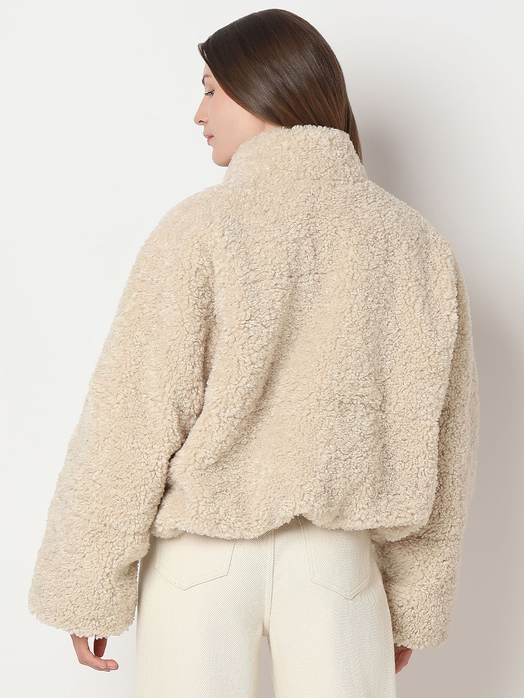 Beige Short Teddy Jacket