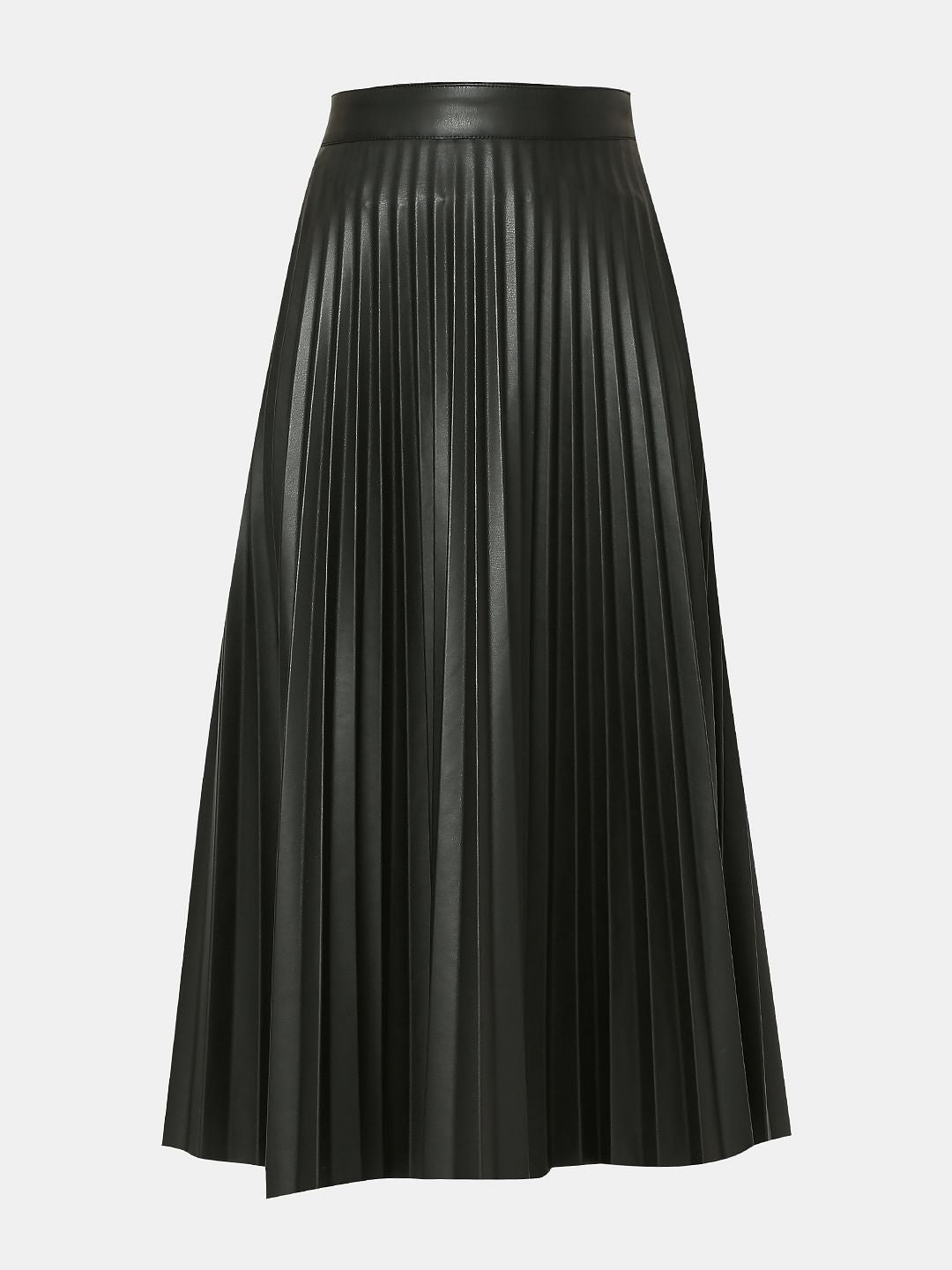 Black Pleated Midi Skirt
