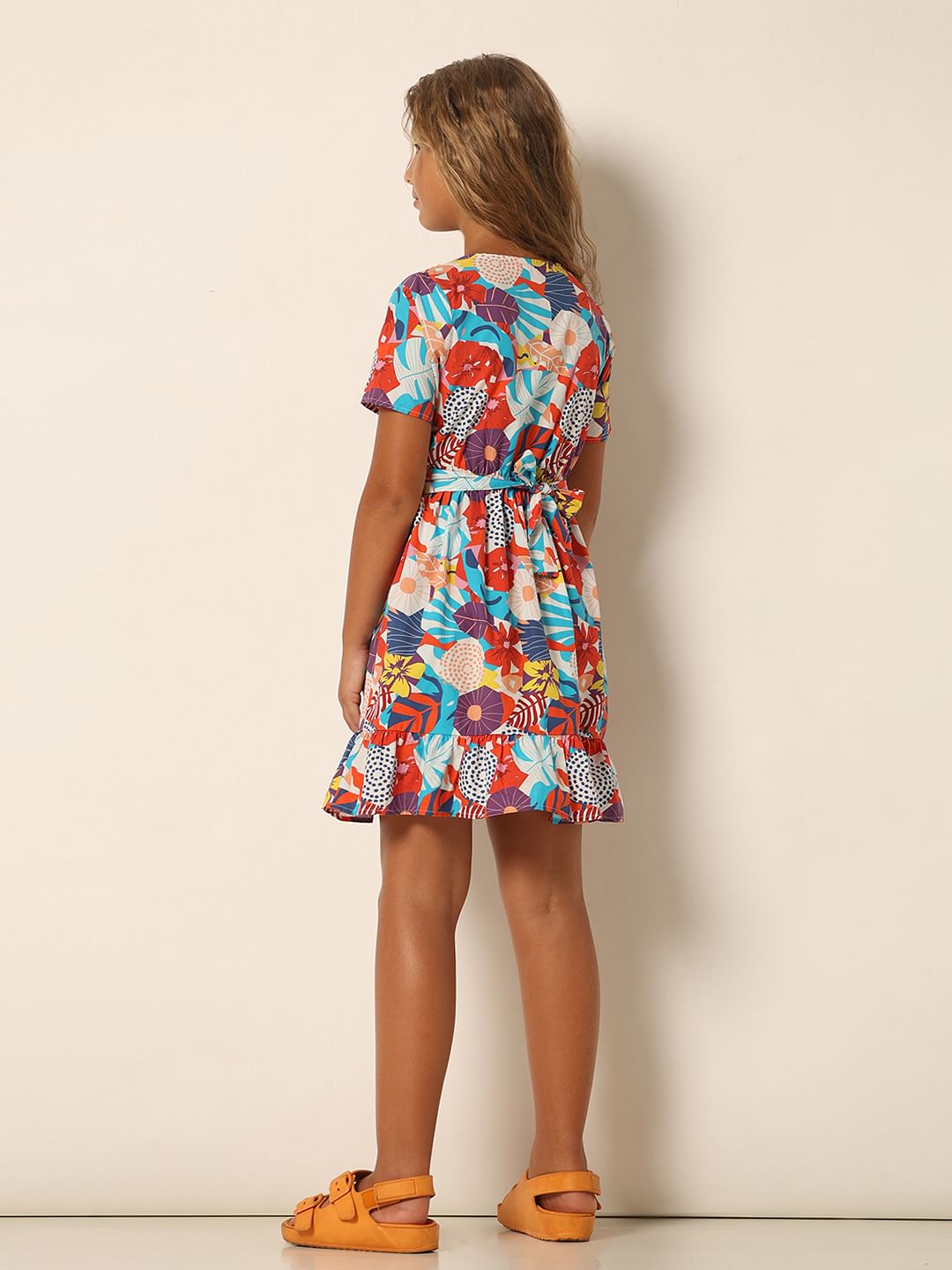 Girls Red Floral Fit & Flare Dress