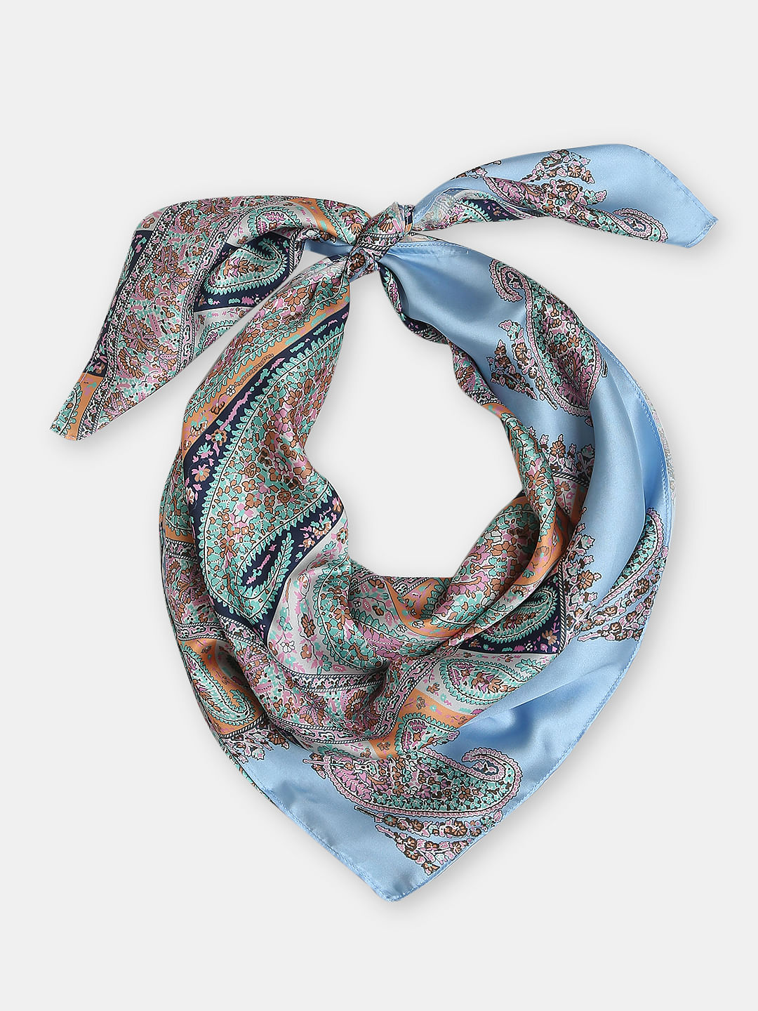 Light Blue Paisley Print Scarf