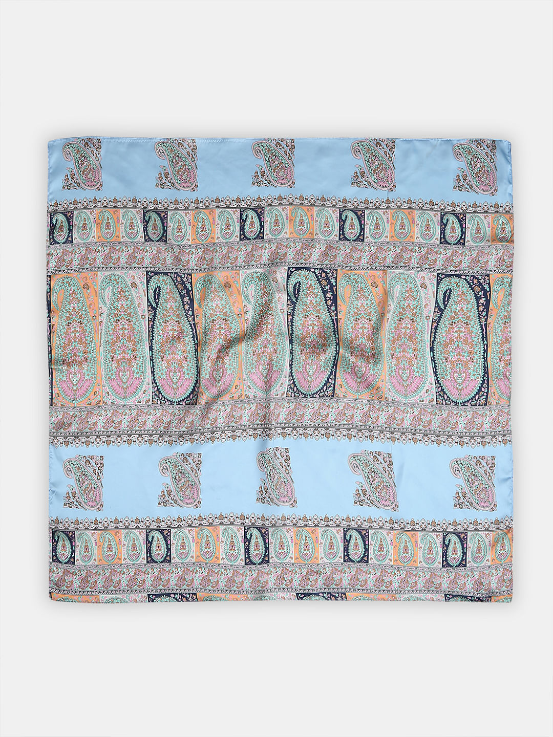 Light Blue Paisley Print Scarf