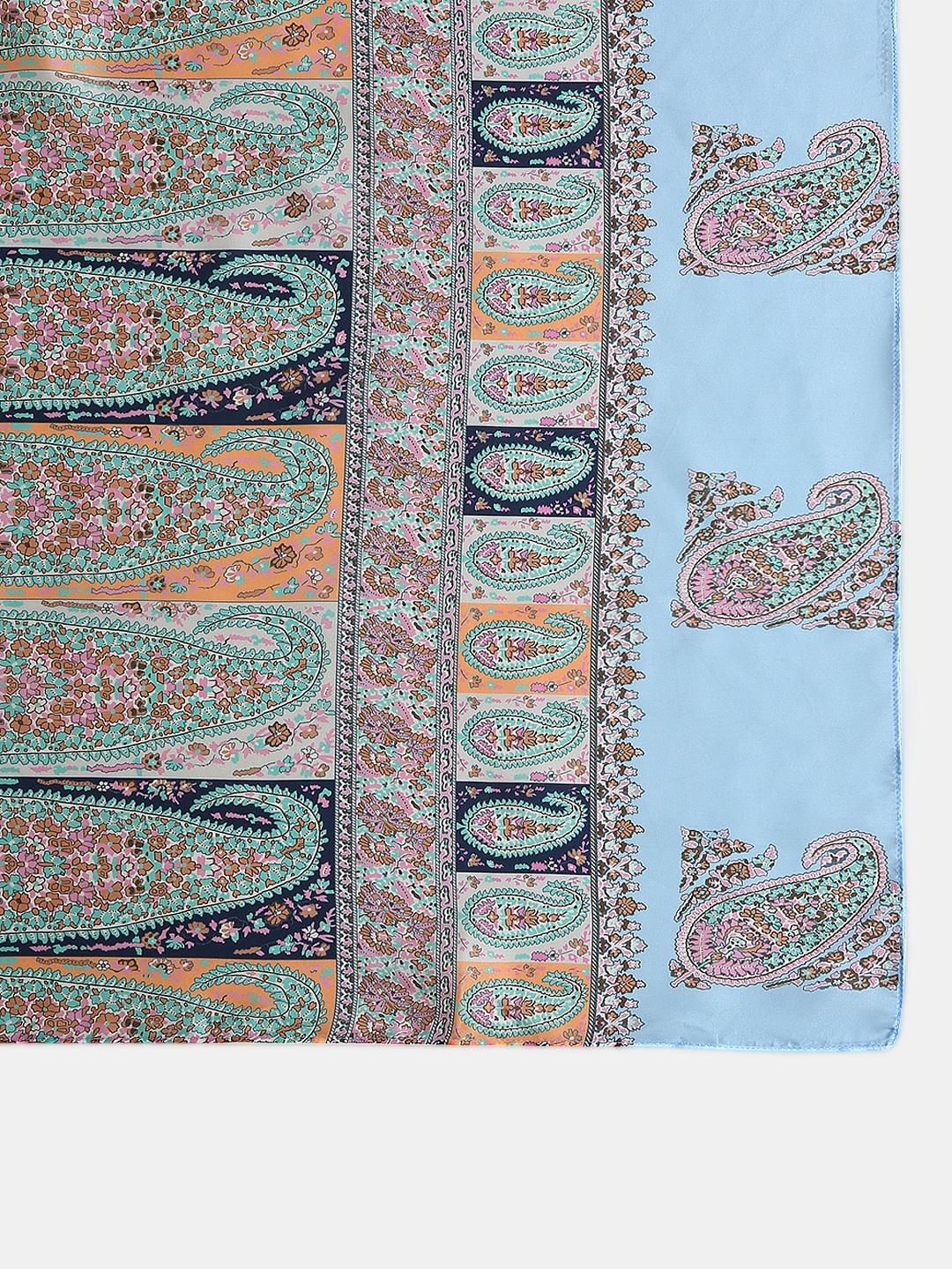 Light Blue Paisley Print Scarf