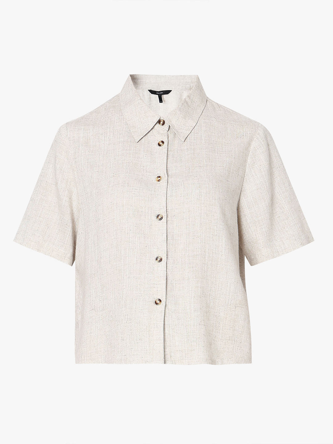Vero Moa Beige Linen Co-Ord Set Shirt
