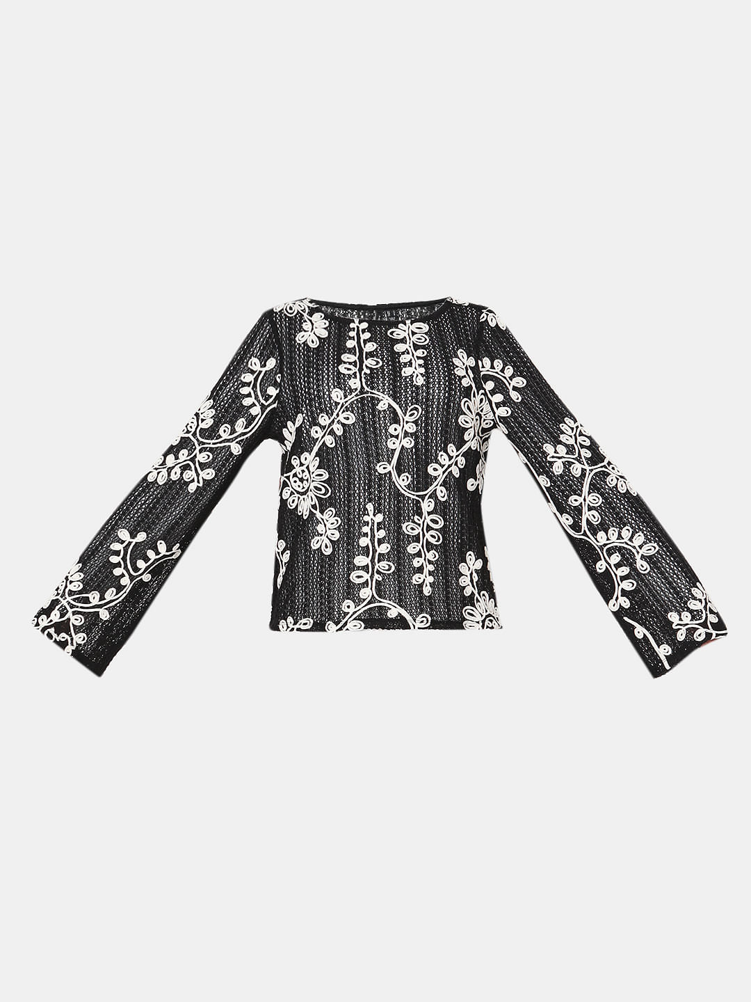 Black Embroidered Co-Ord Set Top