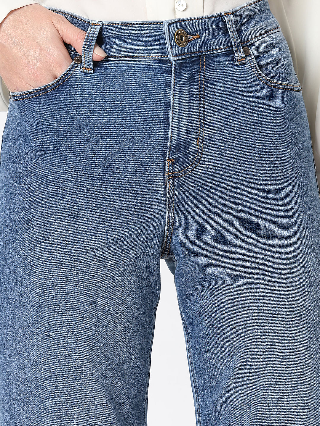 Blue High Rise Washed Zoey Wide-Leg Jeans