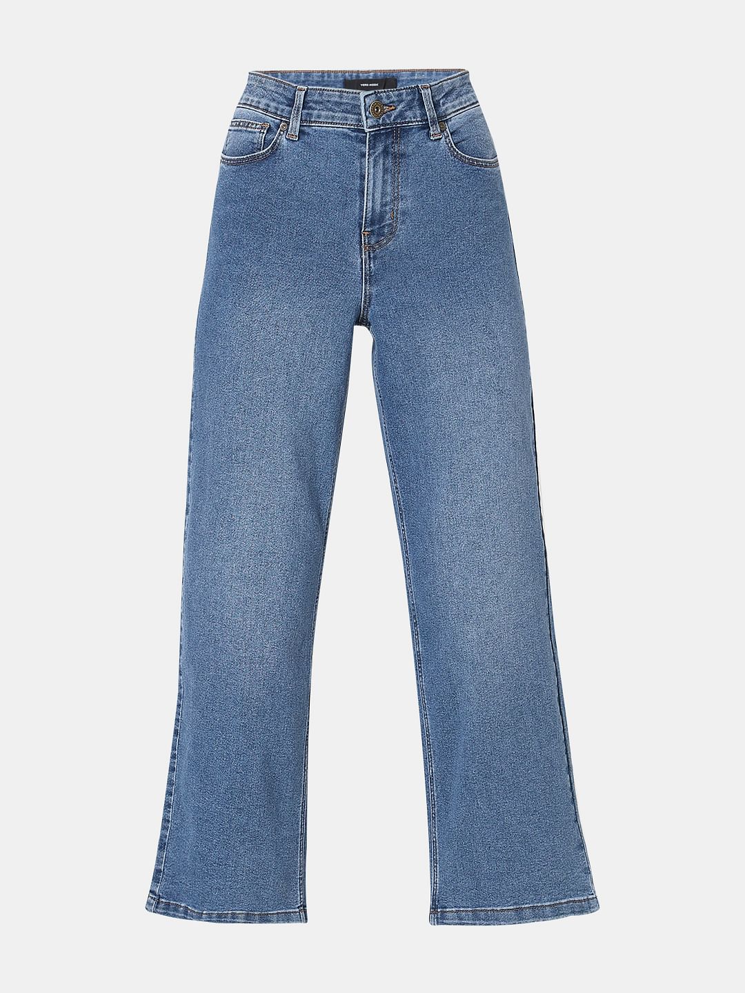 Blue High Rise Washed Zoey Wide-Leg Jeans
