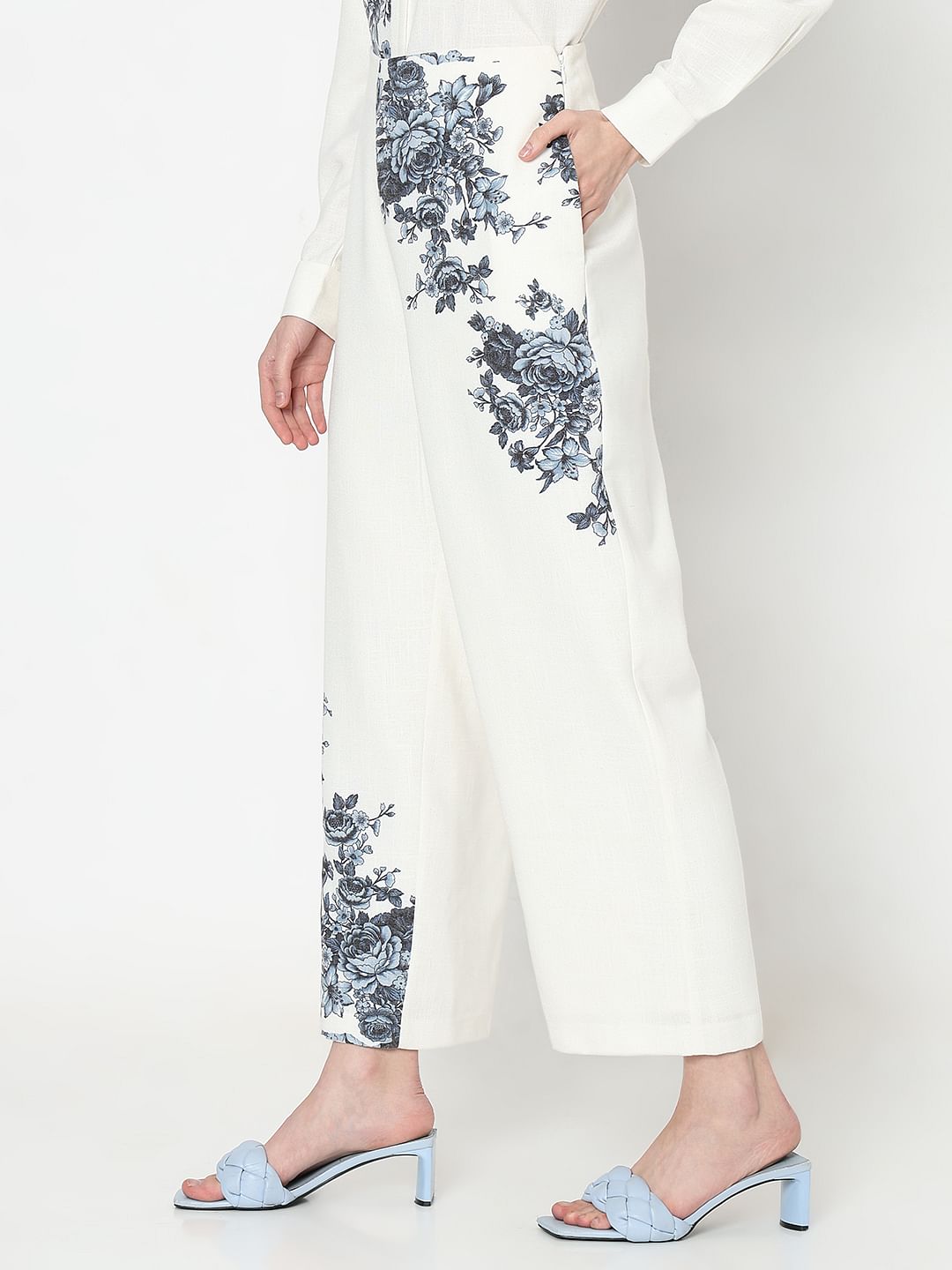 White Floral Co-Ord Set Pants