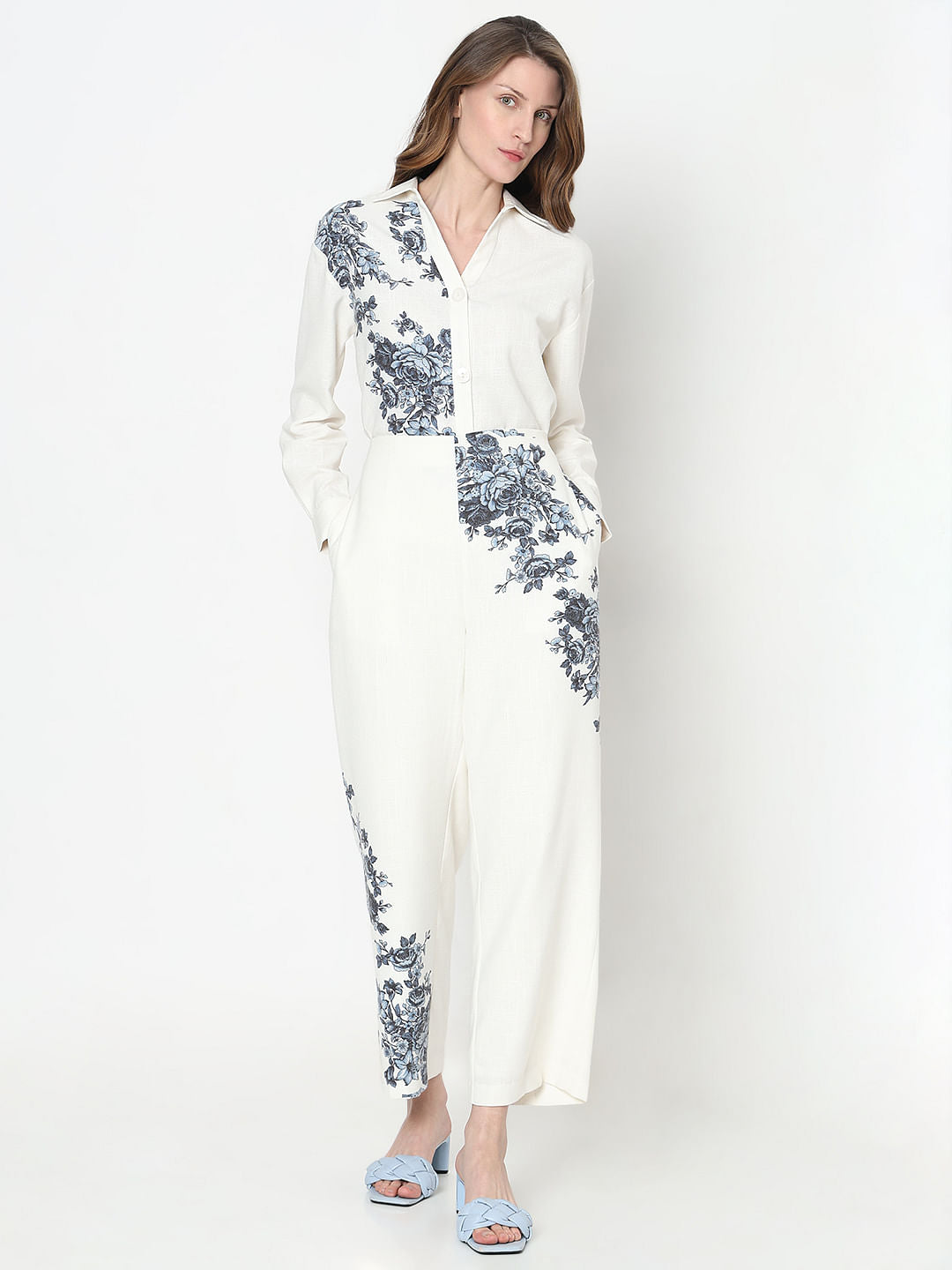 White Floral Co-Ord Set Pants