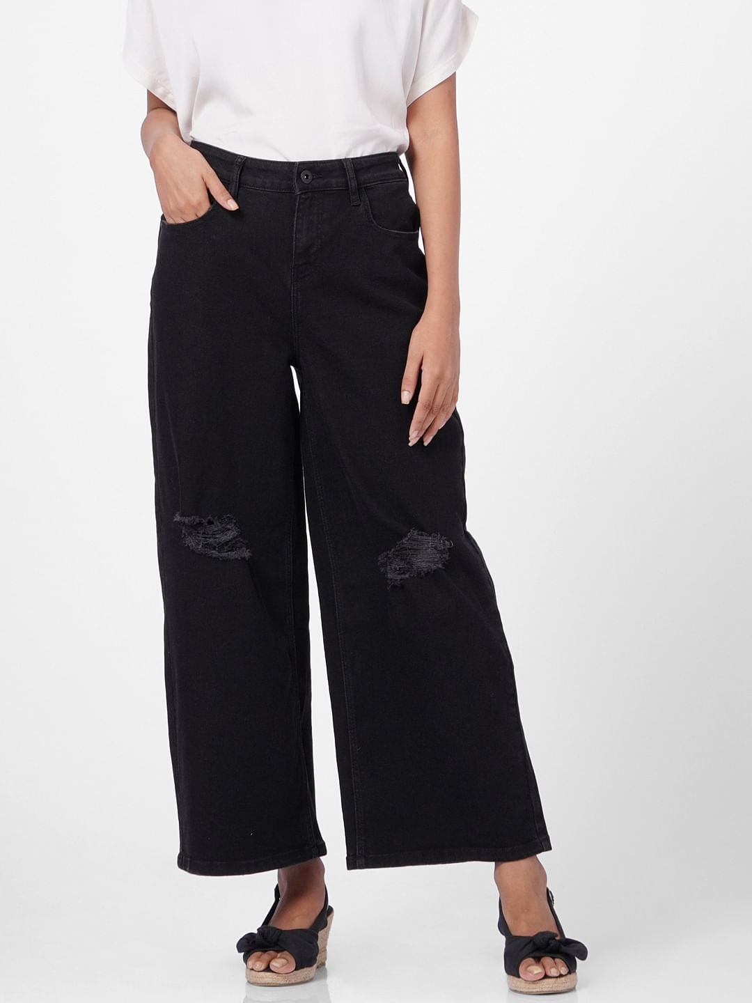 Black Zoey Wide-Leg Jeans