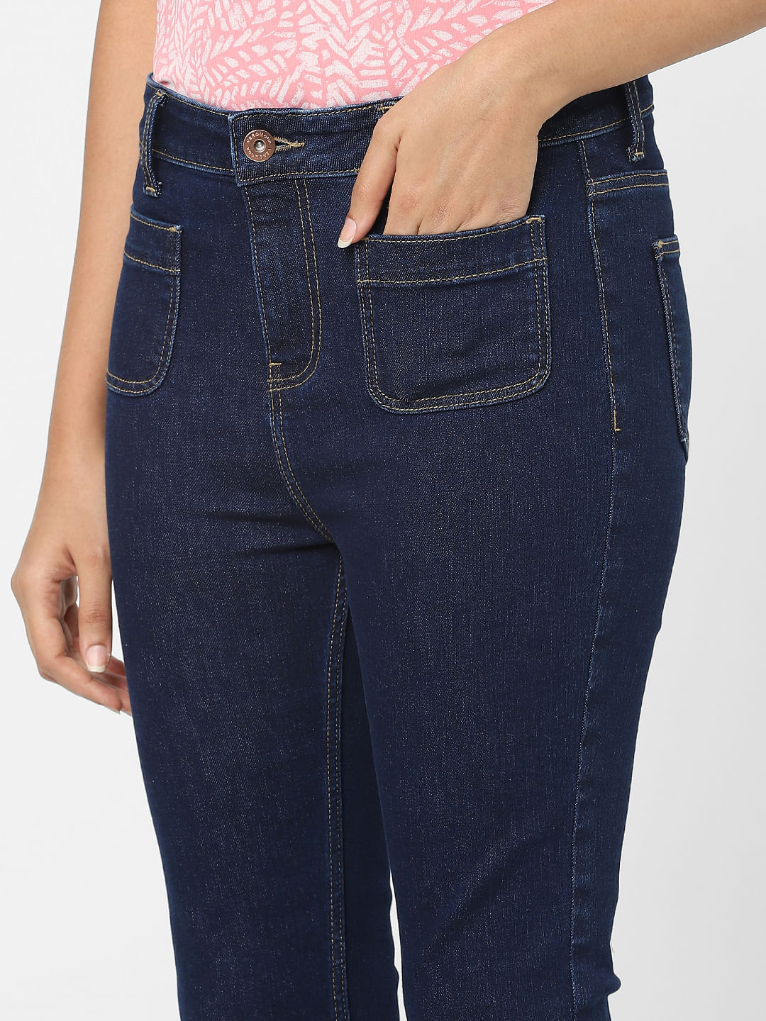 Dark Blue Mid Rise Petra Bootcut Jeans
