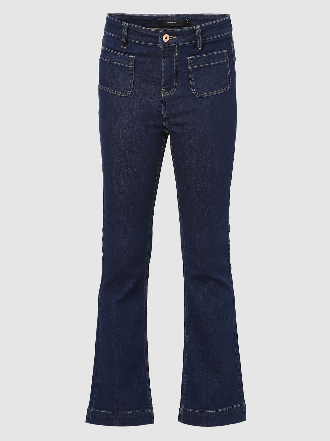 Dark Blue Mid Rise Petra Bootcut Jeans