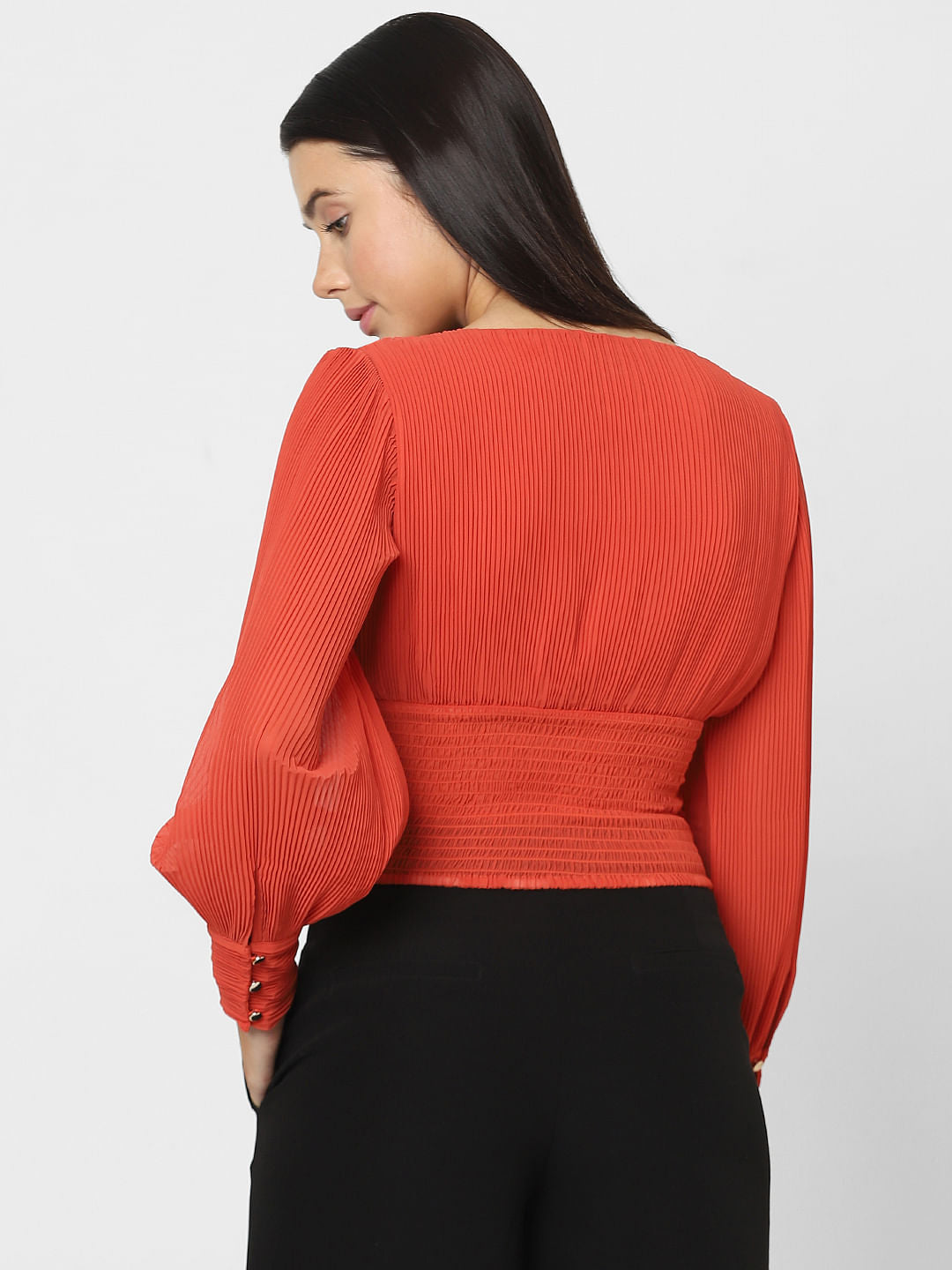 Orange Pleated Top