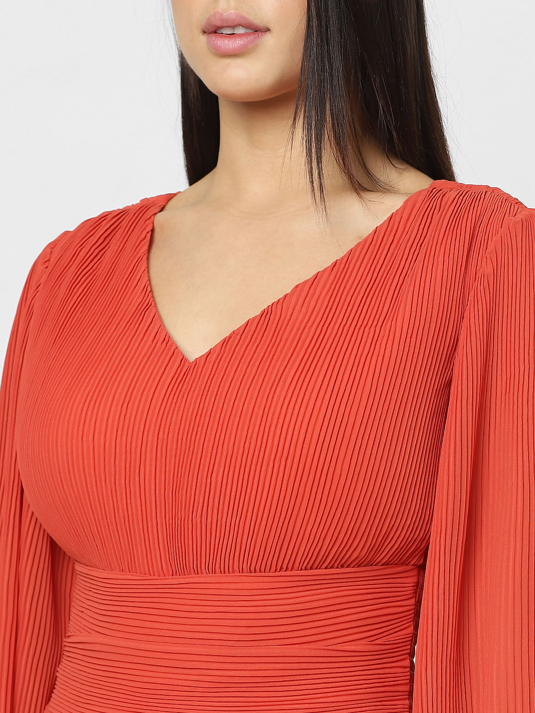 Orange Pleated Top