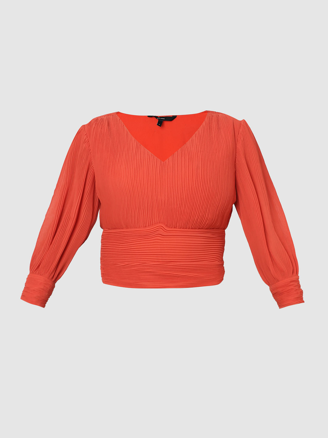 Orange Pleated Top
