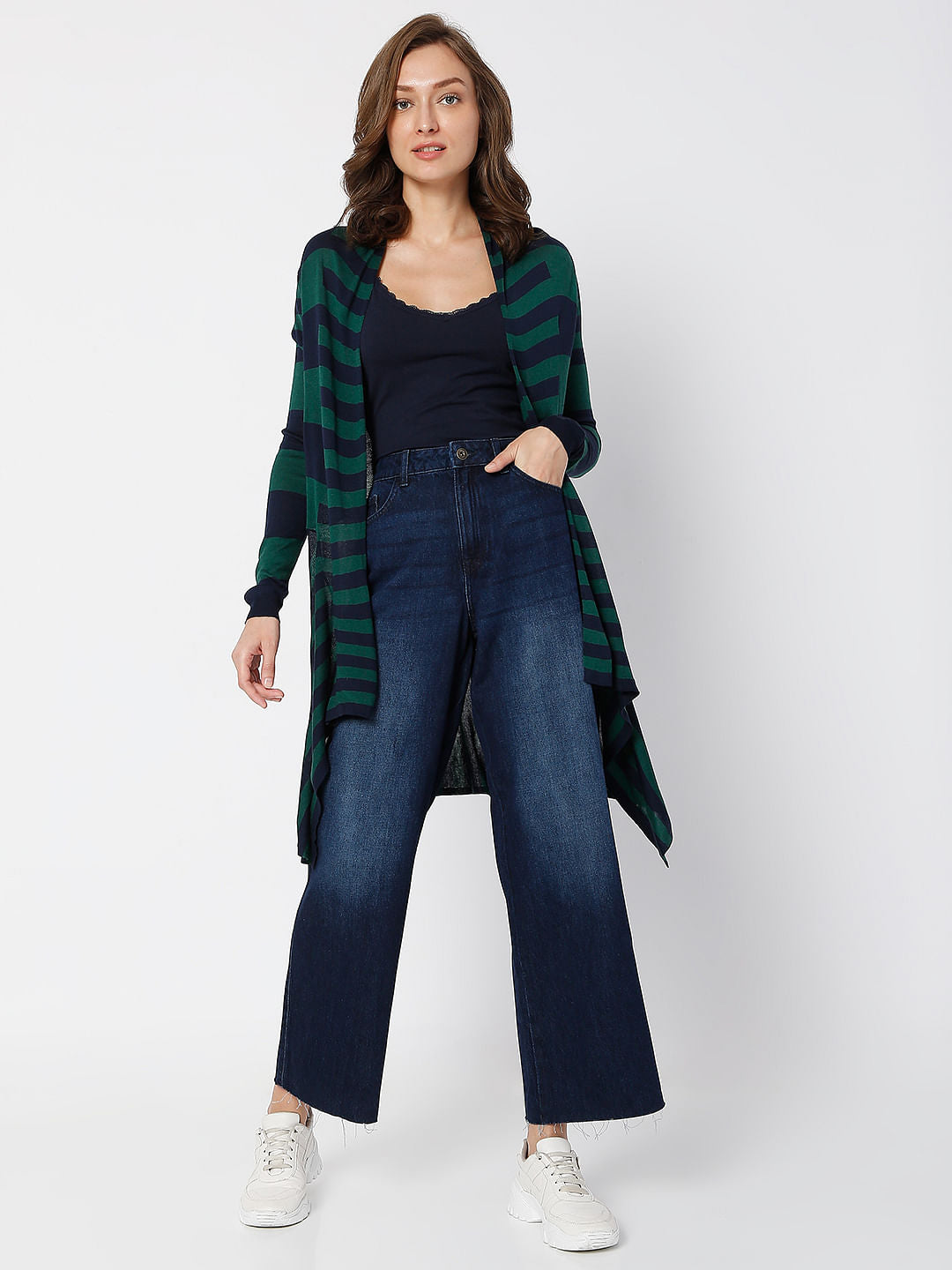 Blue Raw-Edge Zoey Wide-Leg Jeans