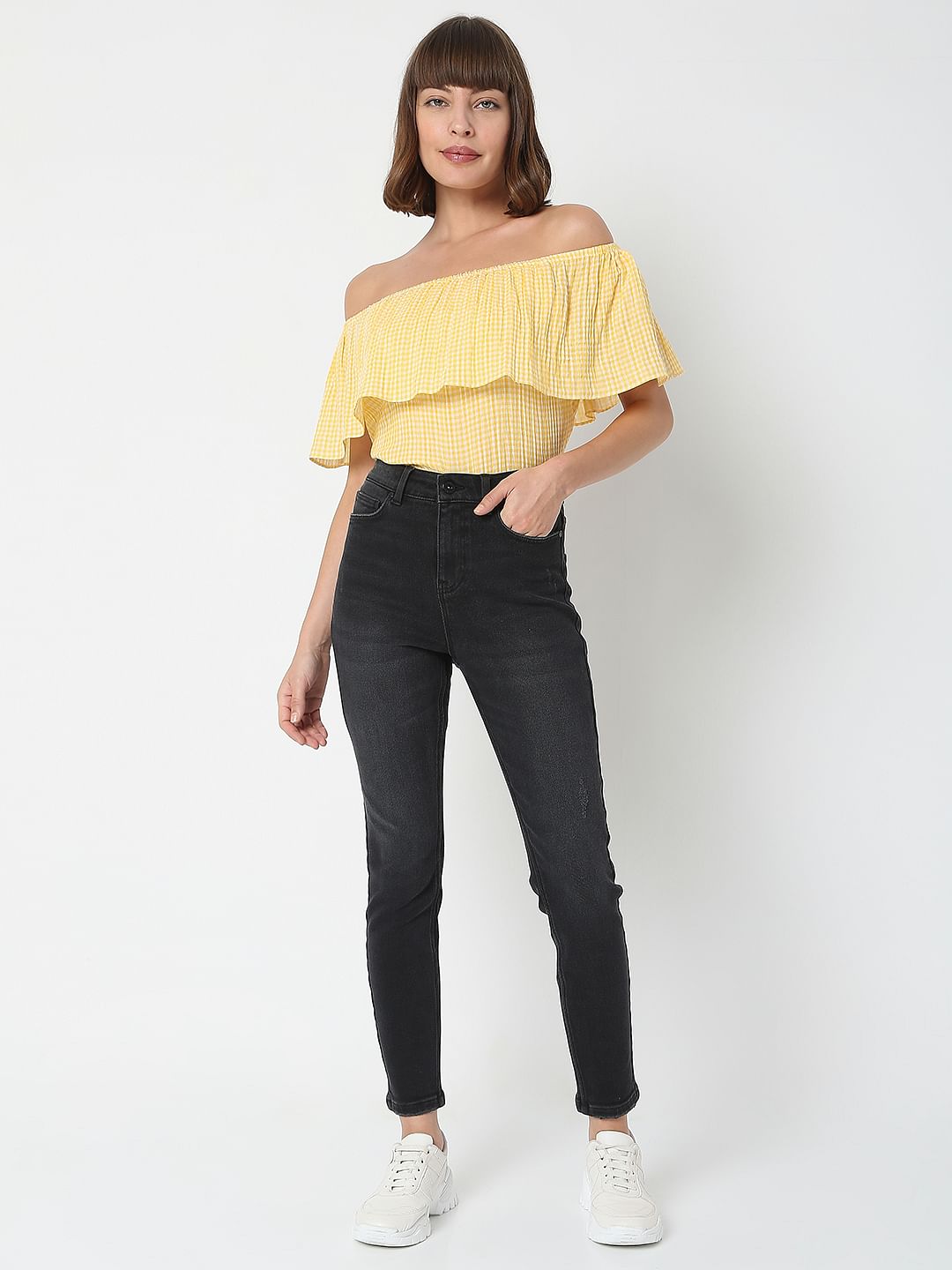 Black Mid Rise Faded Wendy Skinny Jeans