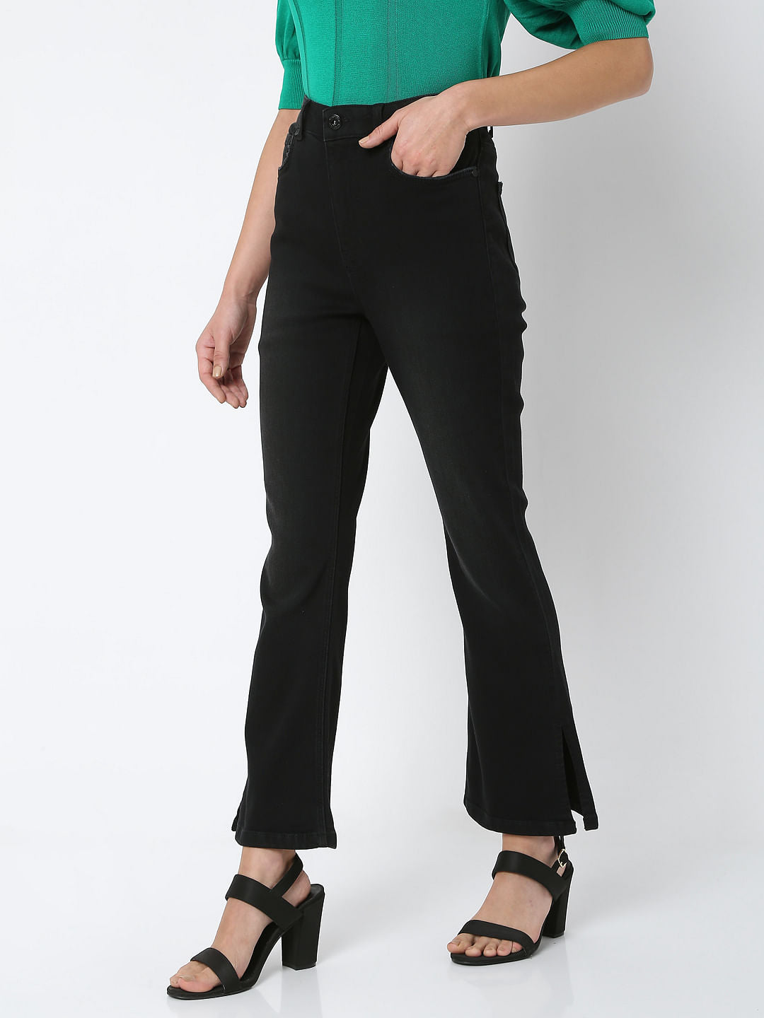 Black Mid Rise Petra Bootcut Jeans