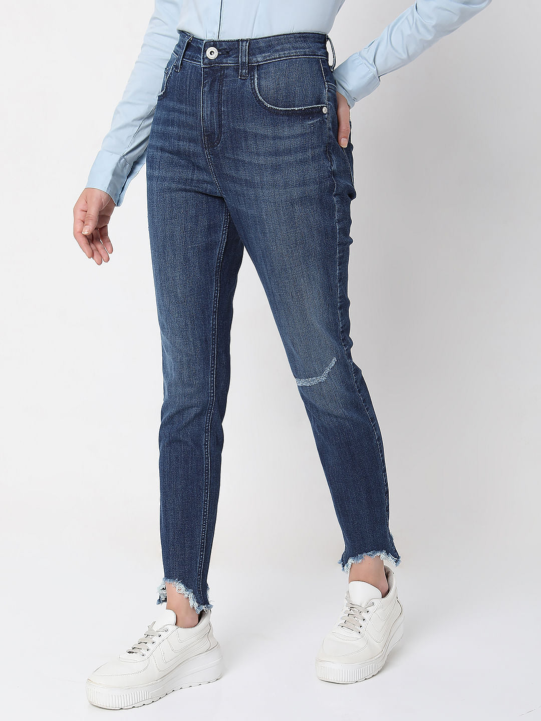 Black High Rise Distressed Wendy Skinny Jeans