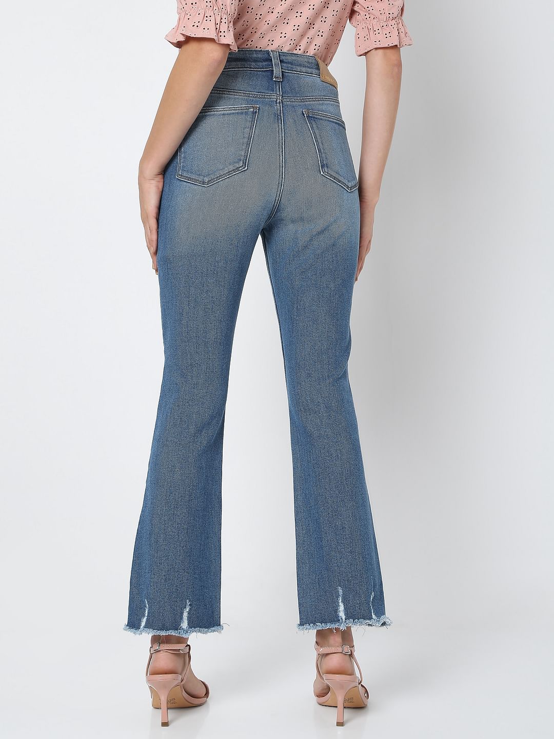 Light Blue High Rise Ripped Petra Bootcut Jeans