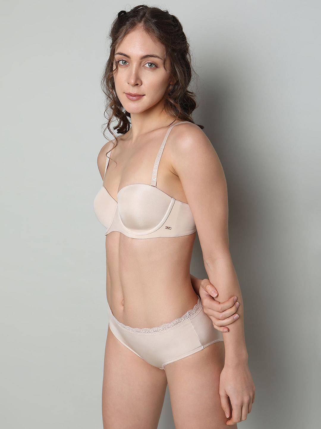 Beige Lightly Lined Strapless Bra