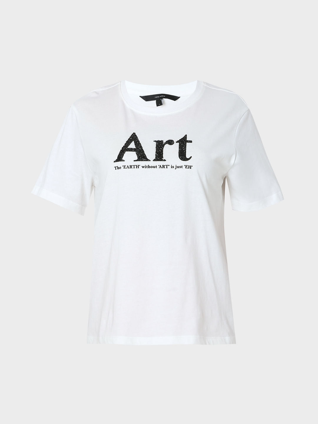 White Typographic Print T-Shirt