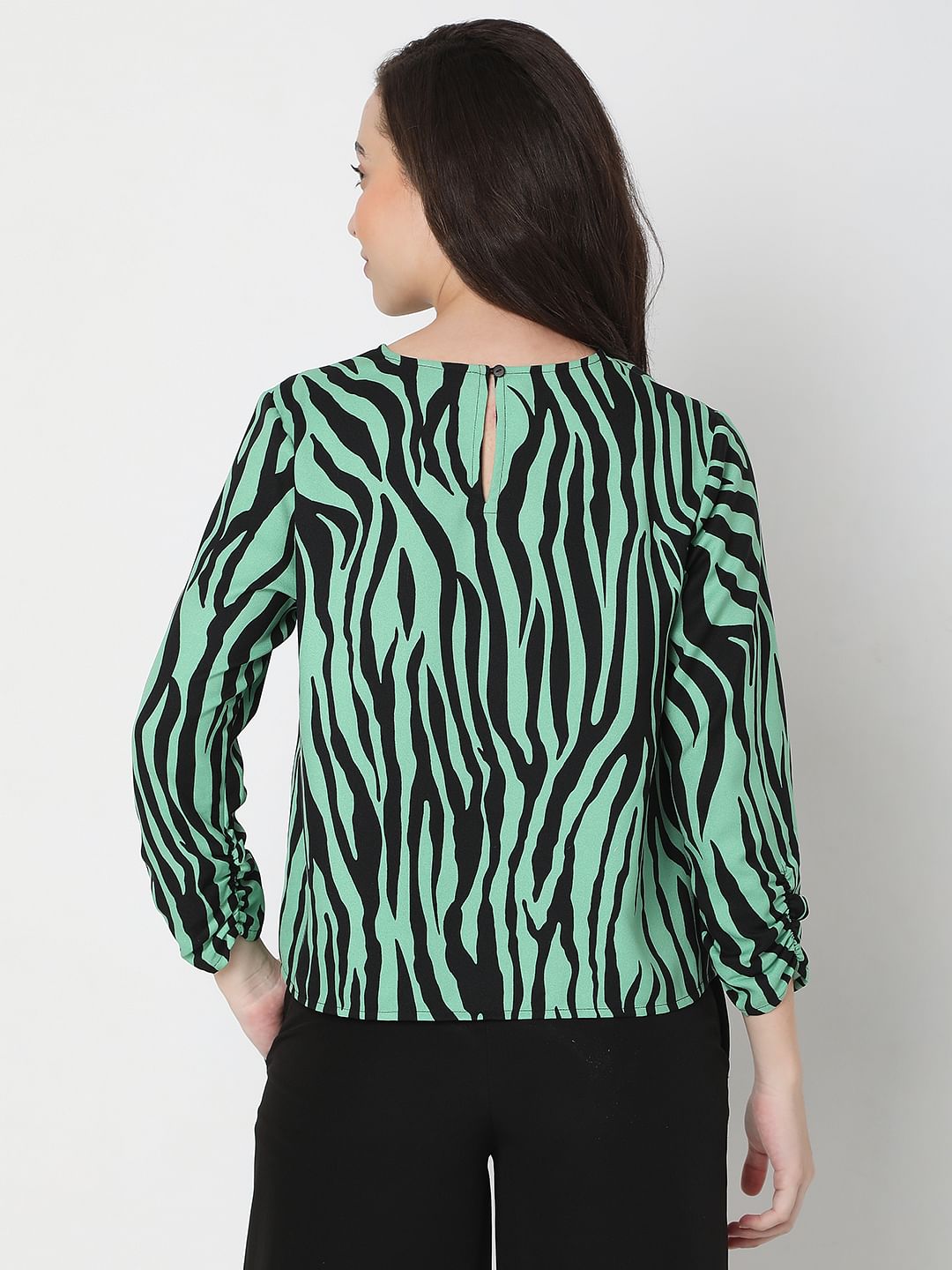 Green Animal Print Top