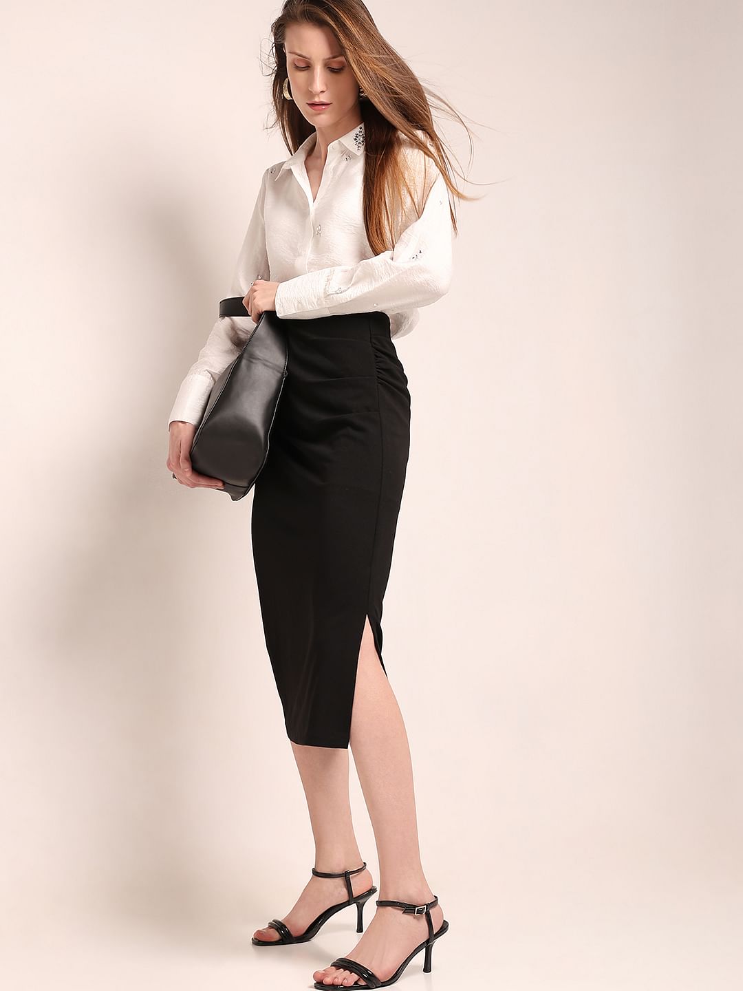 Black High Rise Pencil Skirt