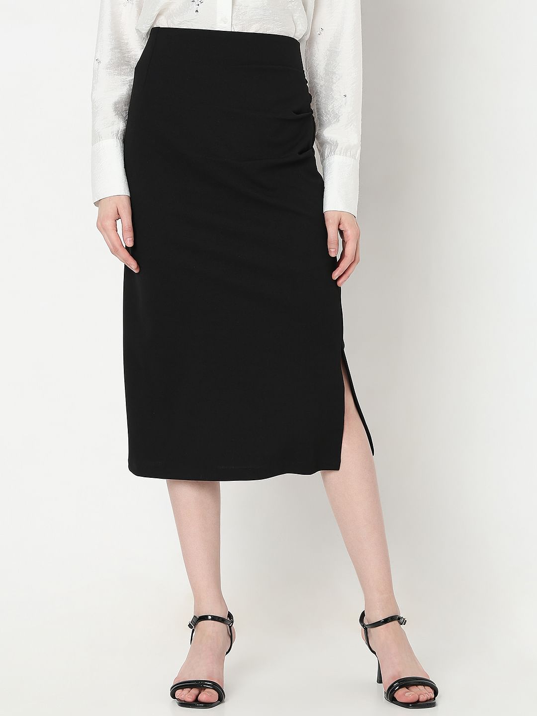 Black High Rise Pencil Skirt