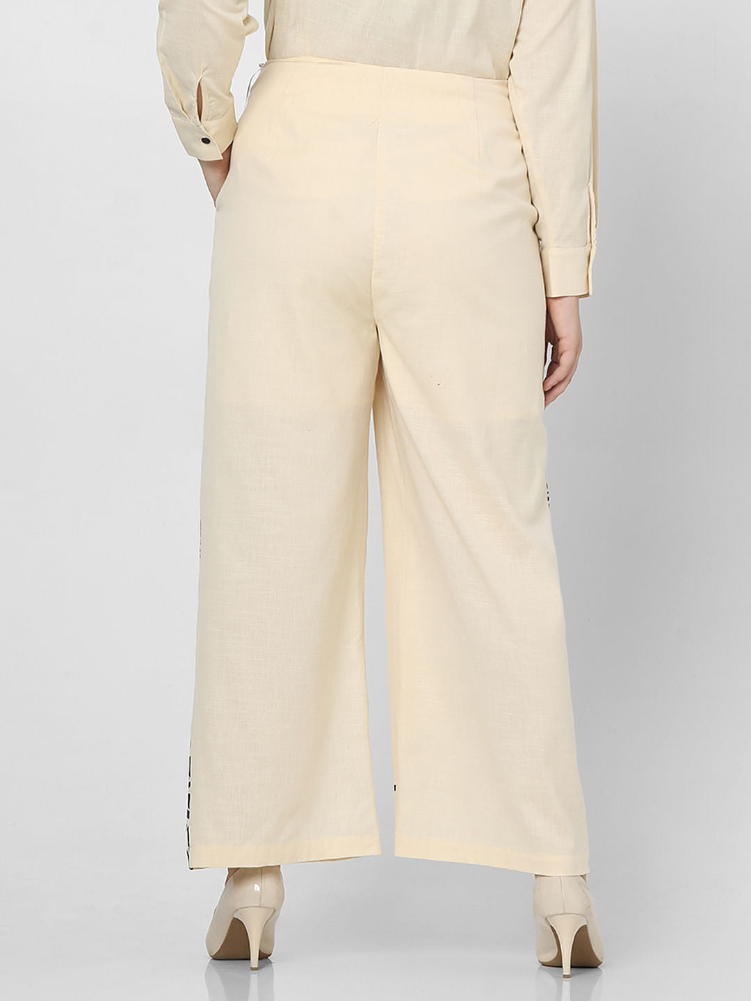 Curve Beige Printed Co-Ord Pants