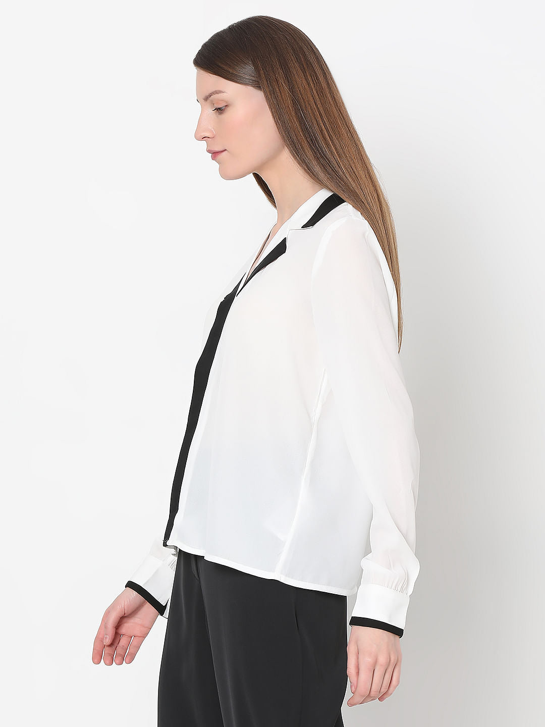 White & Black Full Sleeves Shirt