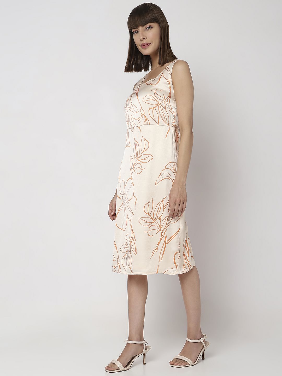 Peach Printed Shift Dress