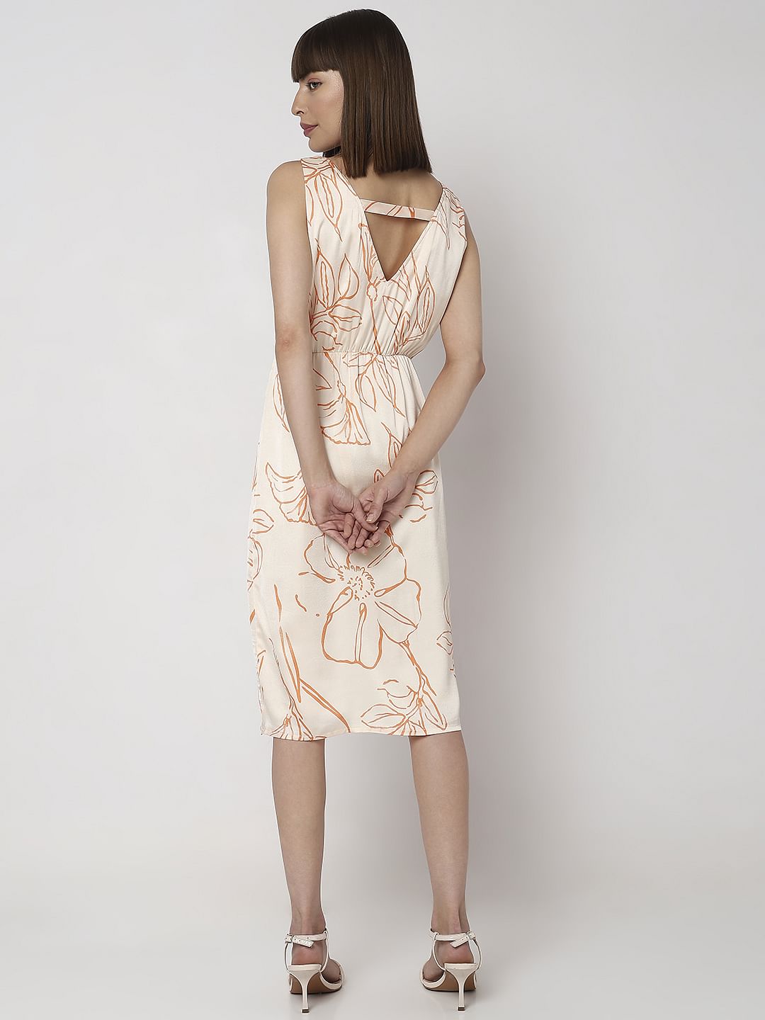 Peach Printed Shift Dress