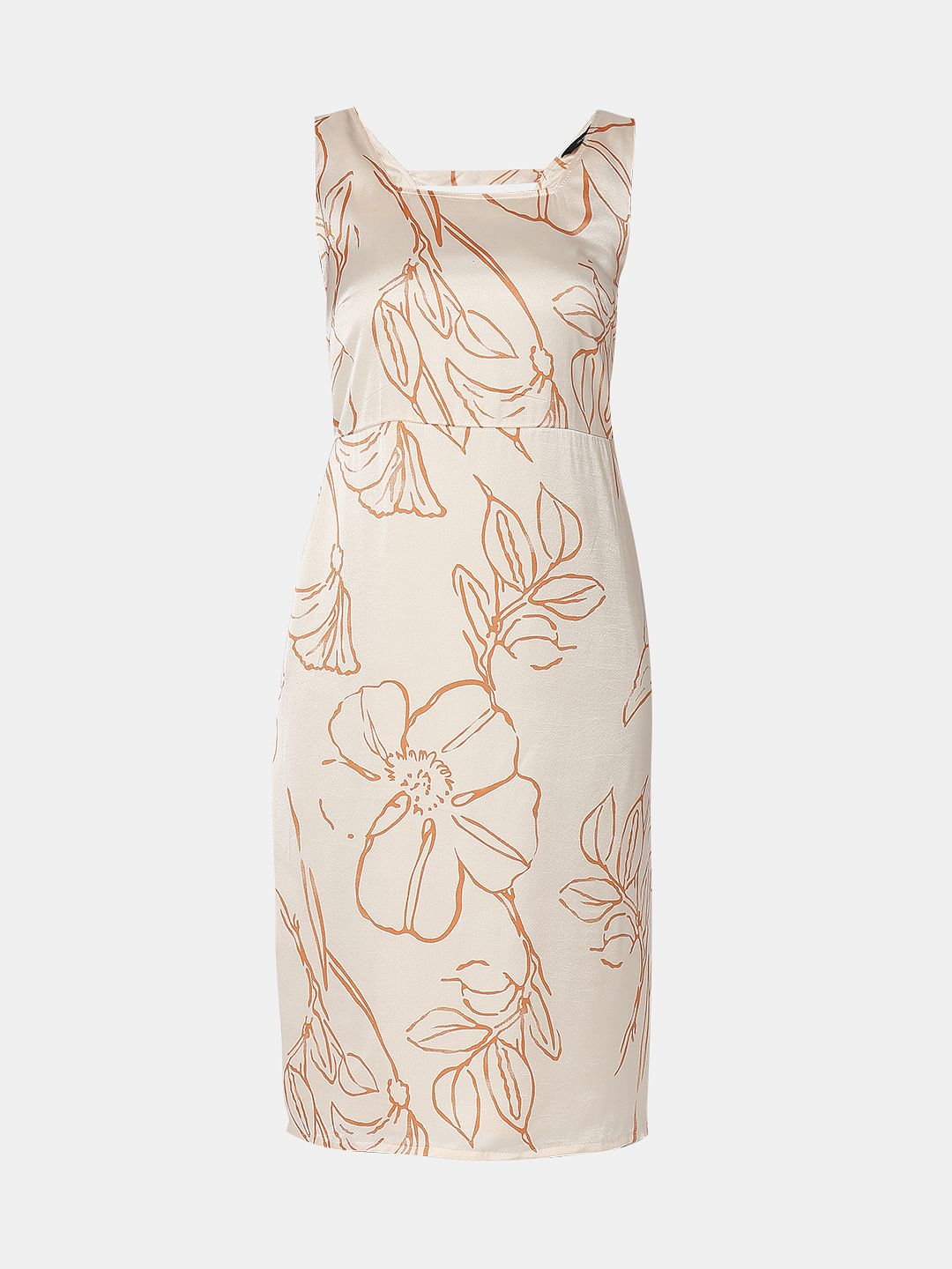 Peach Printed Shift Dress