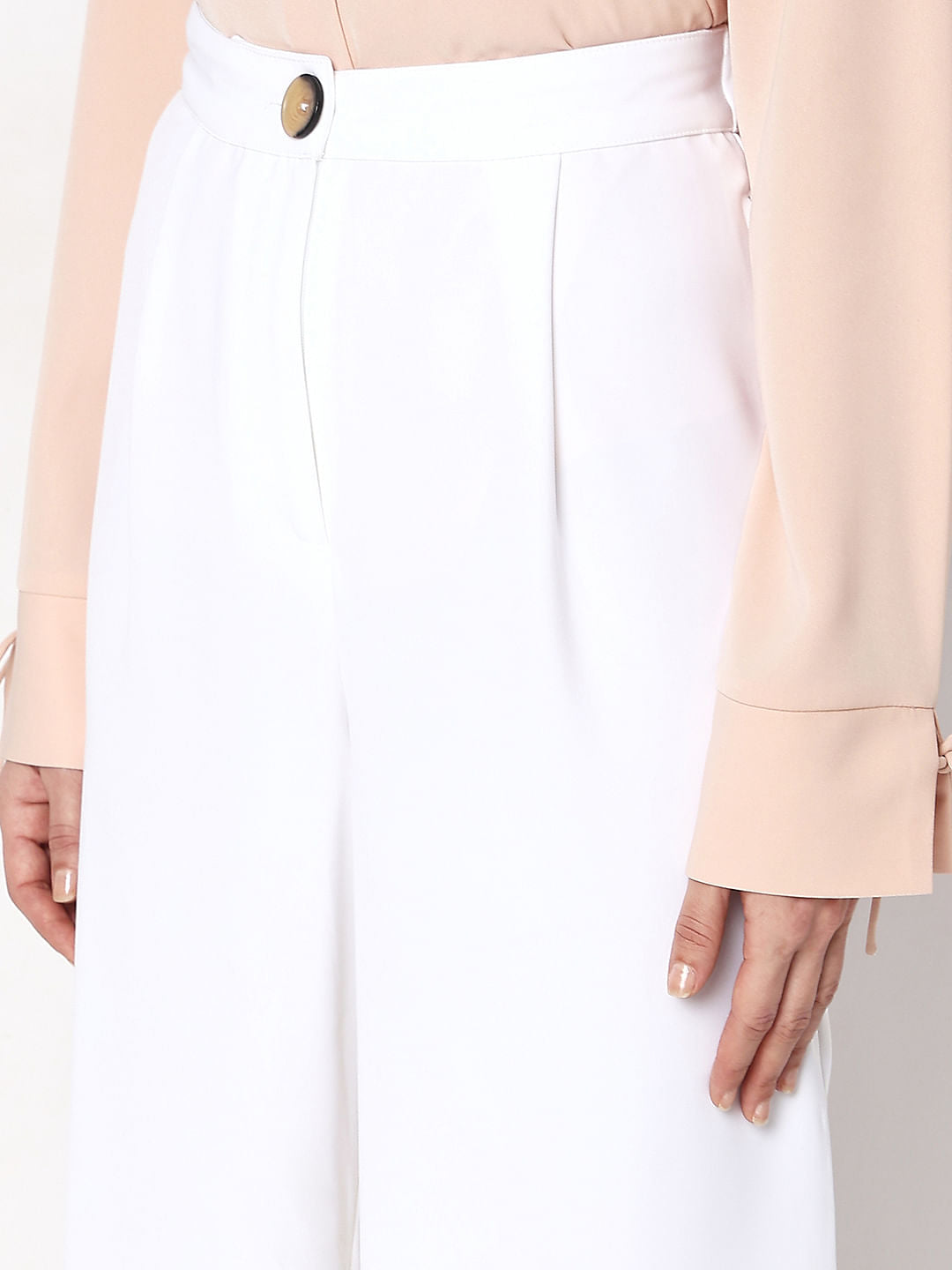 White High Rise Wide Leg Pants