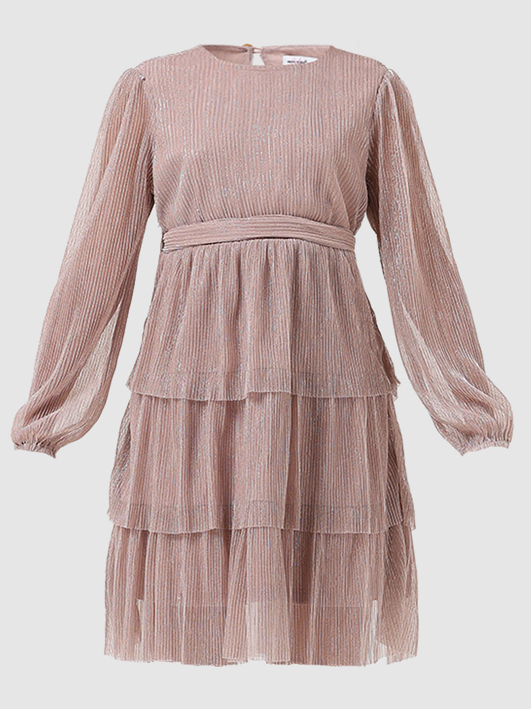 Girl Silver Shimmer Tiered Dress