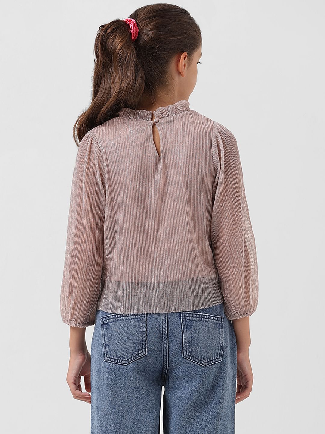 Girl Silver Lurex Shimmer Top