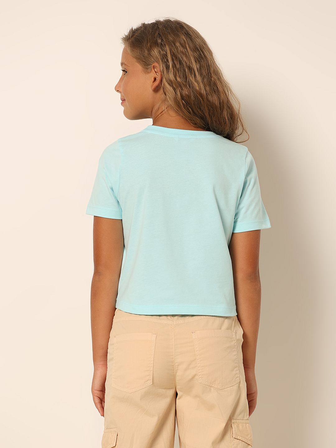 Girls Blue Logo Print T-Shirt