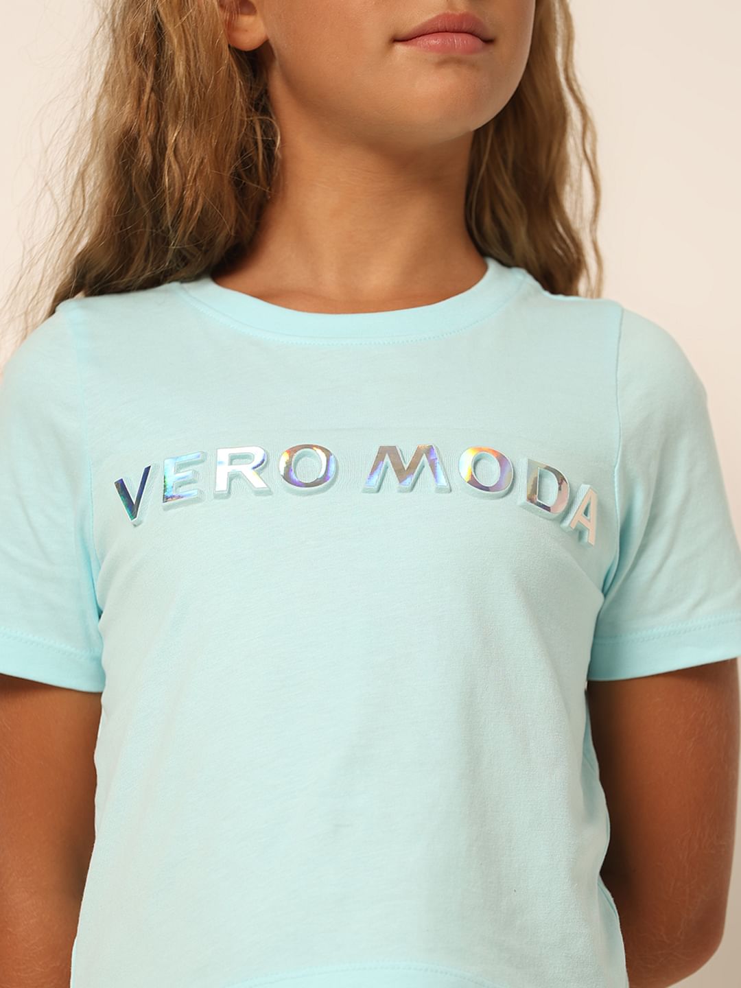 Girls Blue Logo Print T-Shirt