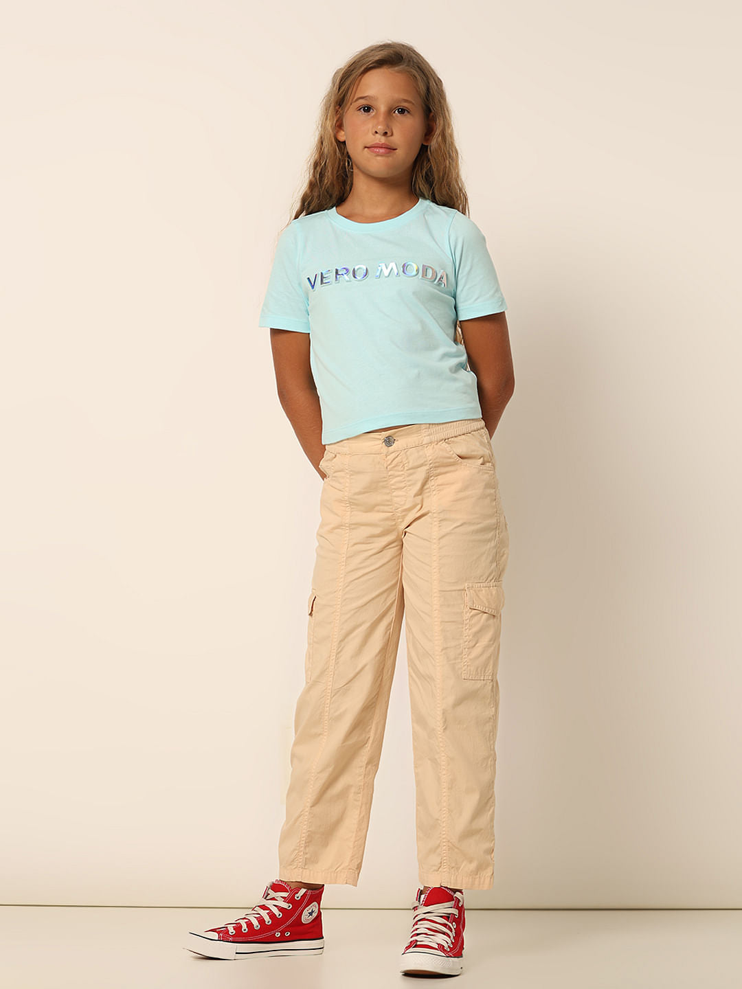 Girls Blue Logo Print T-Shirt