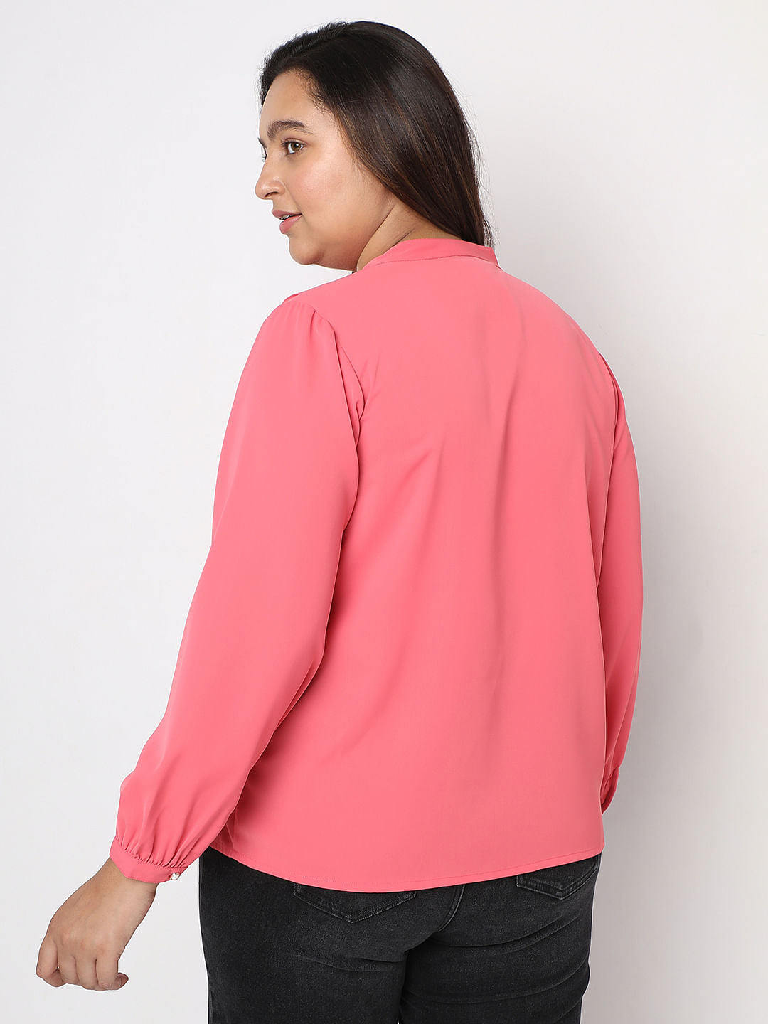 Curve Pink Bow Knot Shirt