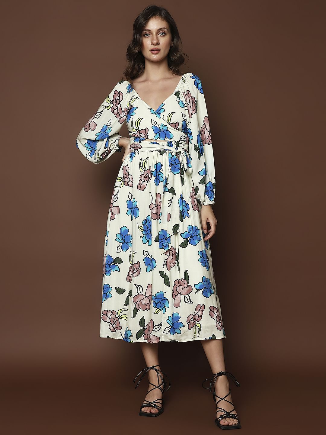 White Floral Print Multi-Style Dress