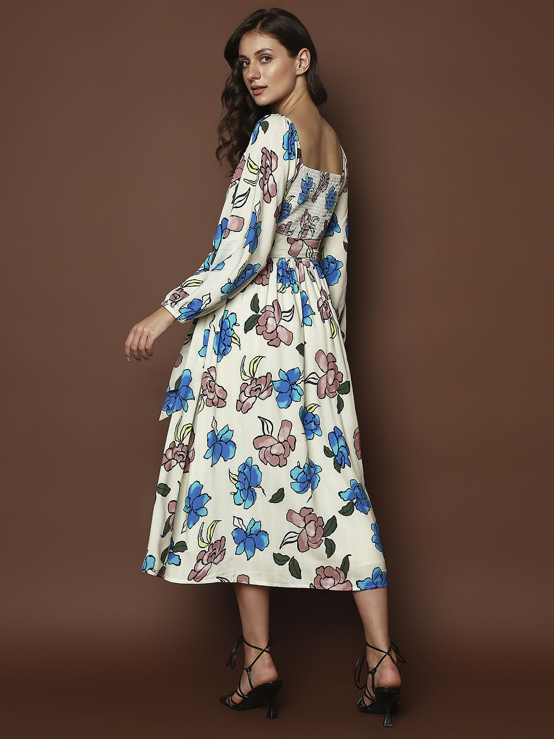 White Floral Print Multi-Style Dress